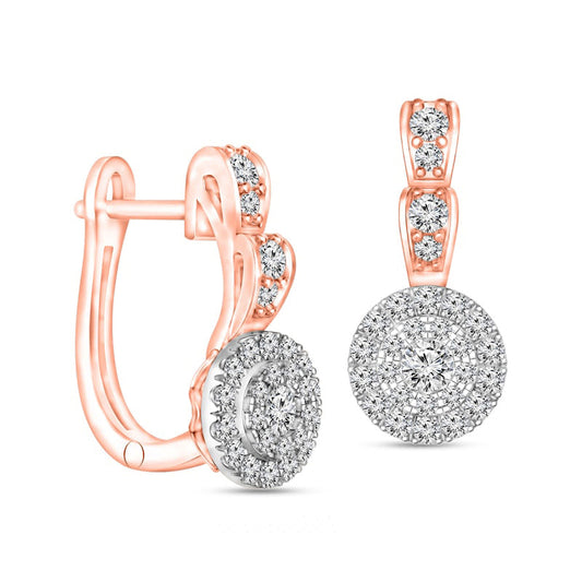 0.5 CT. T.W. Composite Diamond Frame Ribbon Drop Earrings in 10K Two-Tone Gold