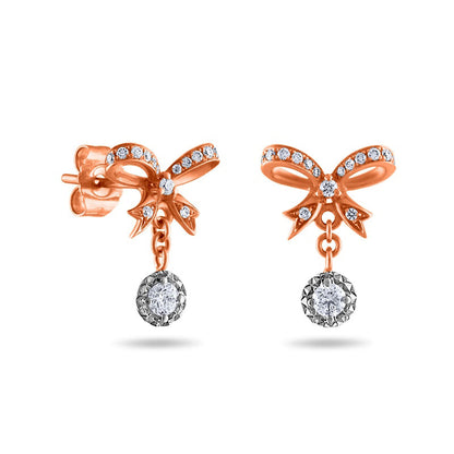 0.2 CT. T.W. Diamond Bow Drop Earrings in 10K Two-Tone Gold