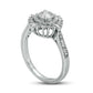 1.0 CT. T.W. Natural Diamond Double Starburst Frame Engagement Ring in Solid 14K White Gold