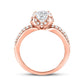 1.0 CT. T.W. Natural Diamond Frame Double Row Engagement Ring in Solid 14K Rose Gold