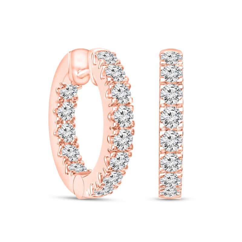 2 CT. T.W. Diamond Inside-Out Huggie Hoop Earrings in 10K Rose Gold
