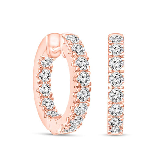 2 CT. T.W. Diamond Inside-Out Huggie Hoop Earrings in 10K Rose Gold