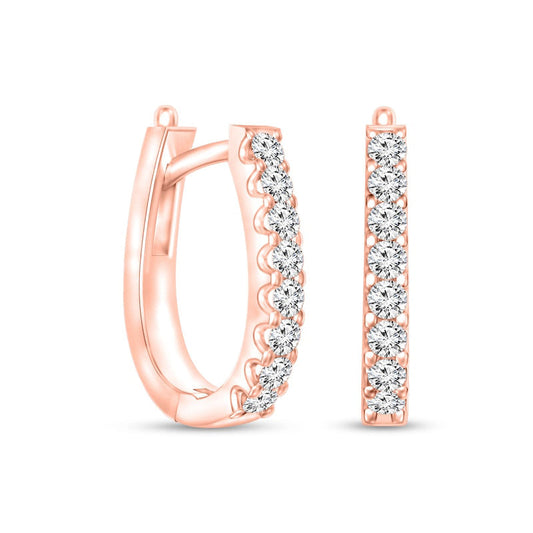 1 CT. T.W. Diamond Oval Huggie Hoop Earrings in 10K Rose Gold
