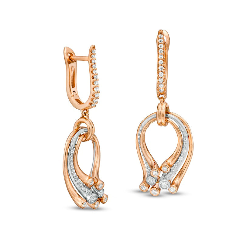 0.33 CT. T.W. Diamond Layered Teardrop Earrings in 10K Two-Tone Gold