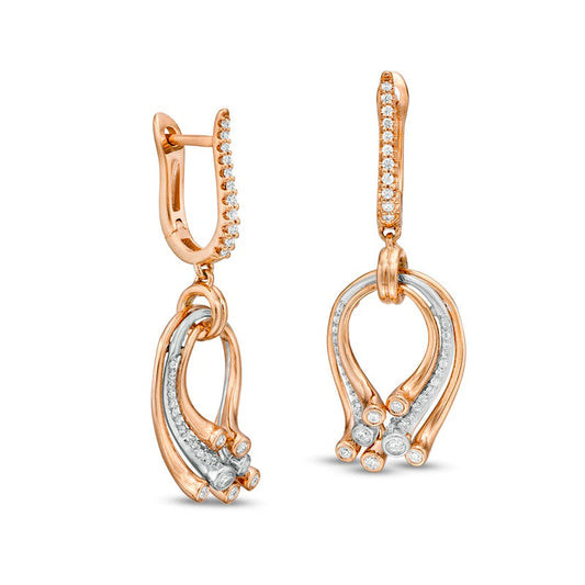 0.33 CT. T.W. Diamond Layered Teardrop Earrings in 10K Two-Tone Gold