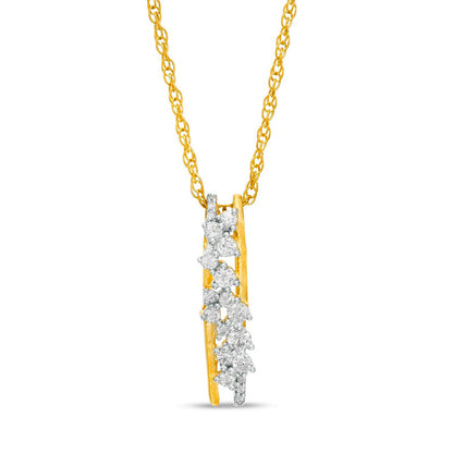 0.2 CT. T.W. Natural Diamond Linear Scatter Drop Pendant in 10K Yellow Gold