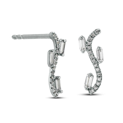 0.17 CT. T.W. Diamond Linear Wave Drop Earrings in 10K White Gold