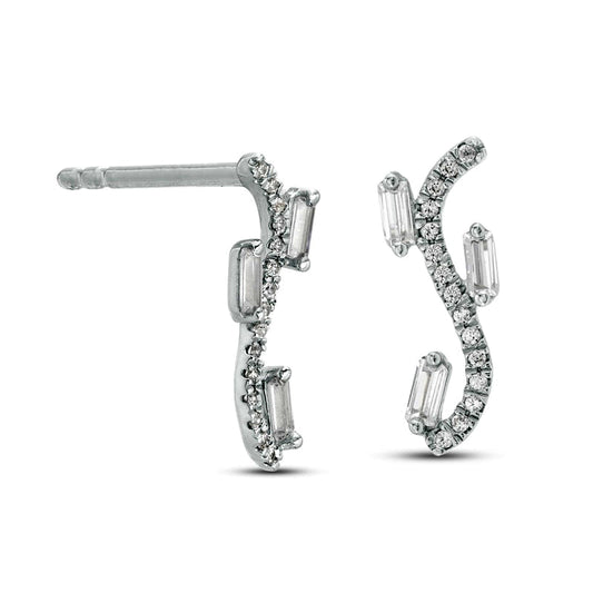 0.17 CT. T.W. Diamond Linear Wave Drop Earrings in 10K White Gold
