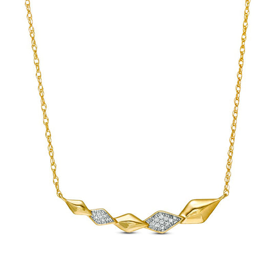 0.05 CT. T.W. Natural Diamond Graduated Geometric Necklace in 10K Yellow Gold