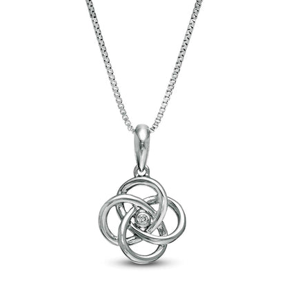 Natural Diamond Accent Solitaire Celtic Knot Pendant in Sterling Silver