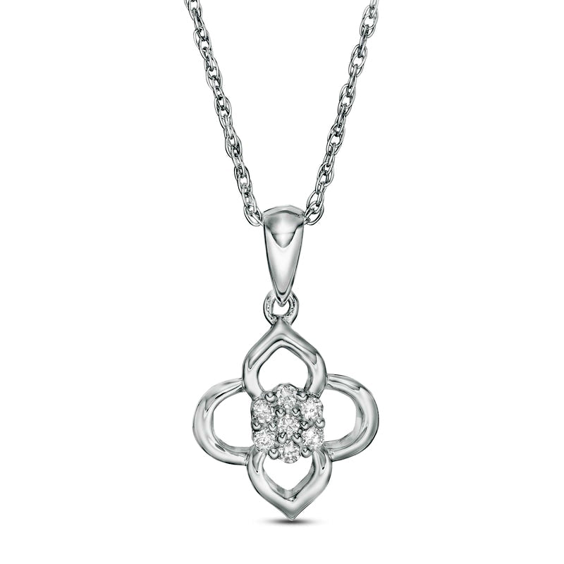 0.07 CT. T.W. Composite Natural Diamond Flower Pendant in Sterling Silver