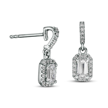 0.63 CT. T.W. Emerald-Cut Diamond Frame Drop Earrings in 14K White Gold