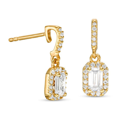 0.63 CT. T.W. Emerald-Cut Diamond Frame Drop Earrings in 14K Gold