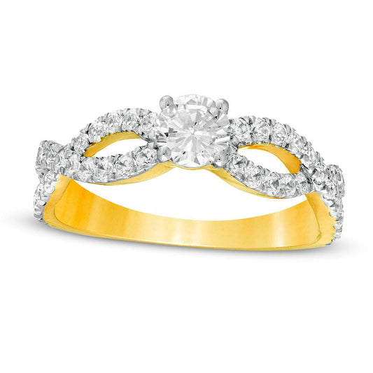 1.0 CT. T.W. Natural Diamond Infinity Twist Shank Engagement Ring in Solid 10K Yellow Gold