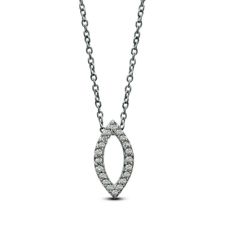 0.13 CT. T.W. Natural Diamond Marquise Outline Pendant in 14K White Gold