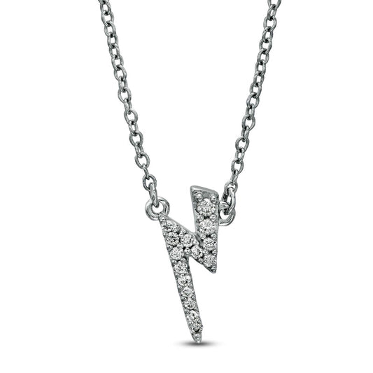 0.07 CT. T.W. Natural Diamond Lightning Bolt Necklace in 14K White Gold