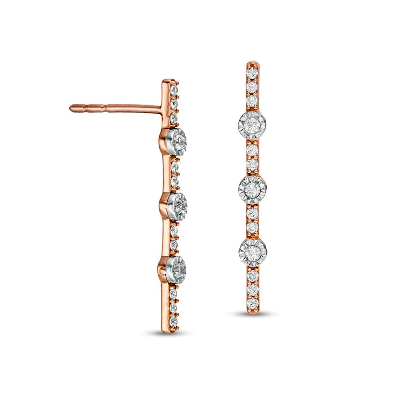 0.13 CT. T.W. Diamond Linear Drop Earrings in 10K Rose Gold