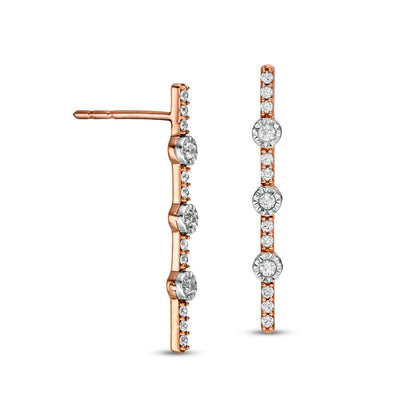 0.13 CT. T.W. Diamond Linear Drop Earrings in 10K Rose Gold