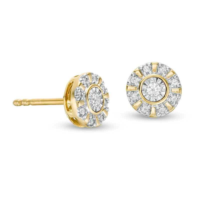 0.13 CT. T.W. Diamond Frame Stud Earrings in 10K Two-Tone Gold