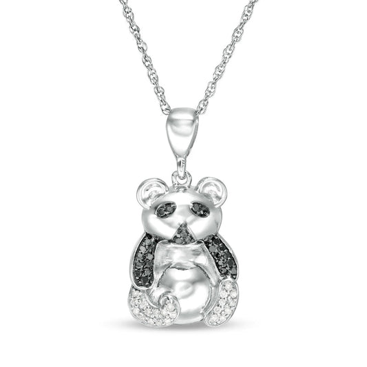 0.1 CT. T.W. Enhanced Black and White Natural Diamond Panda Pendant in Sterling Silver