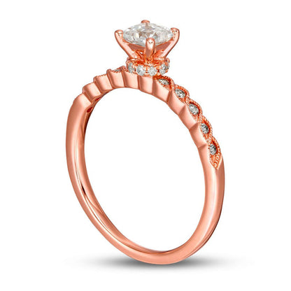 0.63 CT. T.W. Princess-Cut Natural Diamond Antique Vintage-Style Twist Shank Engagement Ring in Solid 14K Rose Gold