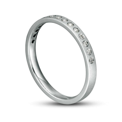 0.17 CT. T.W. Natural Diamond Satin Stackable Anniversary Band in Solid 10K White Gold