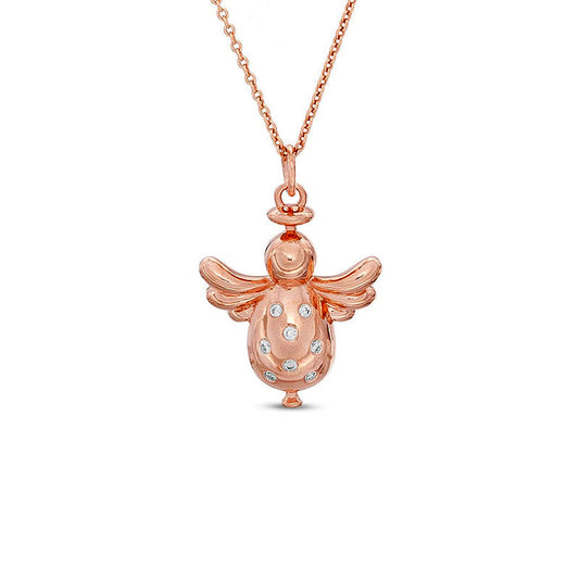 0.05 CT. T.W. Natural Diamond Angel Pendant in Sterling Silver with 14K Rose Gold Plate