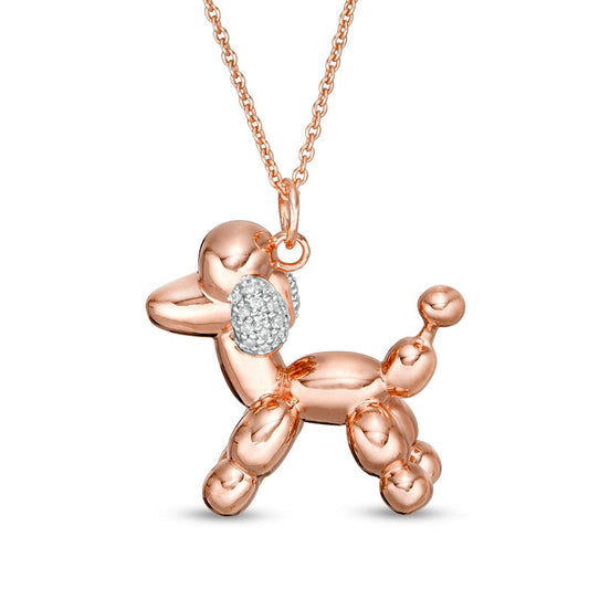 0.05 CT. T.W. Natural Diamond Balloon Poodle Pendant in Sterling Silver with 14K Rose Gold Plate