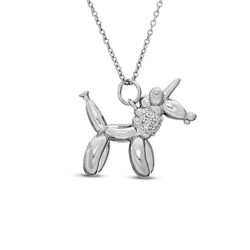 0.07 CT. T.W. Natural Diamond Balloon Unicorn Pendant in Sterling Silver