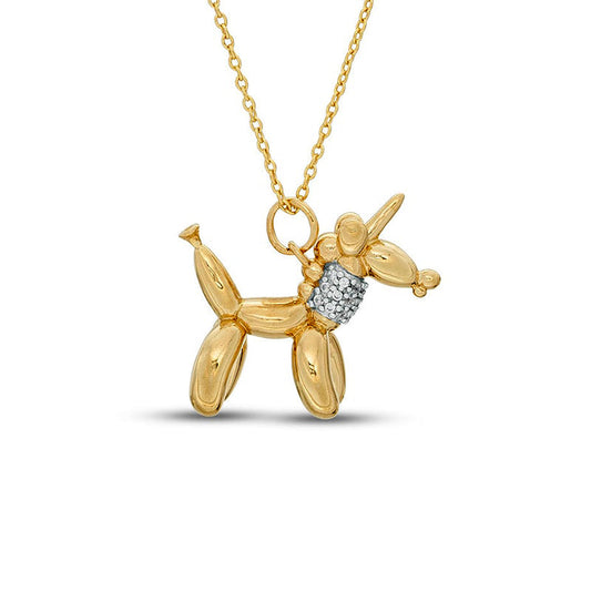 0.07 CT. T.W. Natural Diamond Balloon Unicorn Pendant in Sterling Silver with 14K Gold Plate