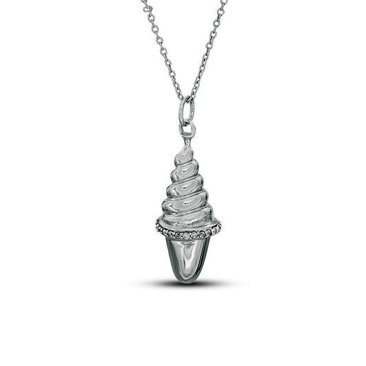 0.07 CT. T.W. Natural Diamond Ice Cream Cone Pendant in Sterling Silver