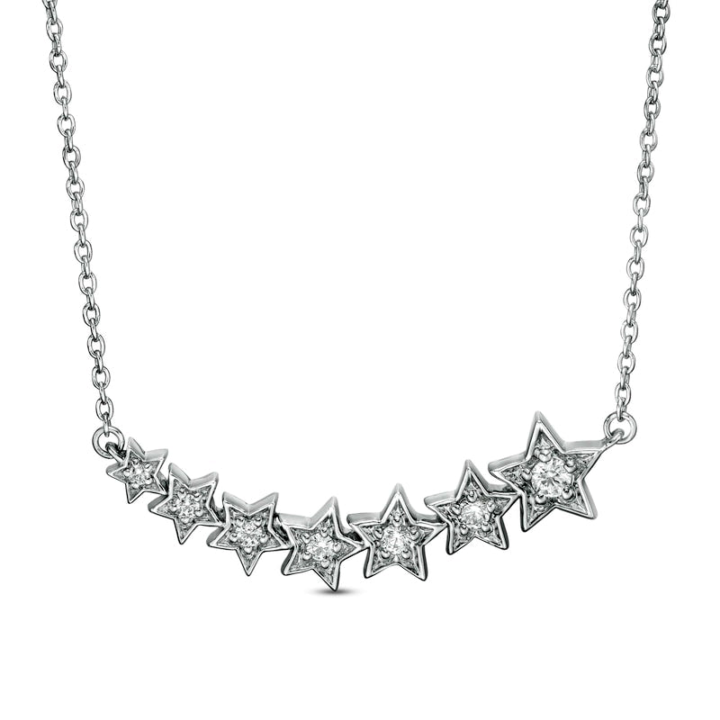 0.1 CT. T.W. Journey Natural Diamond Stars Necklace in Sterling Silver