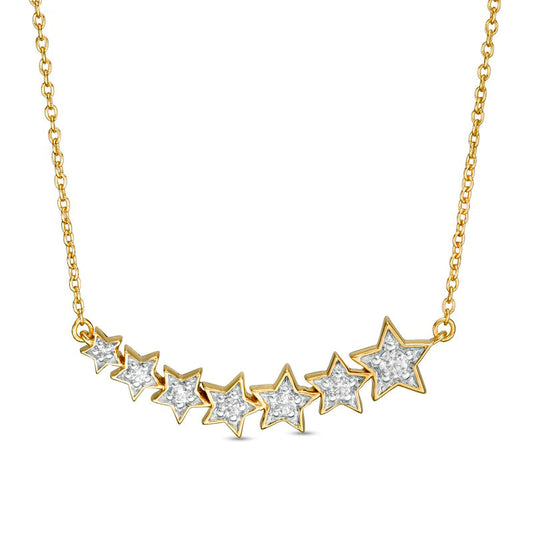 0.1 CT. T.W. Journey Natural Diamond Stars Necklace in Sterling Silver with 14K Gold Plate