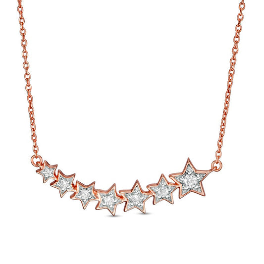 0.1 CT. T.W. Journey Natural Diamond Stars Necklace in Sterling Silver with 14K Rose Gold Plate