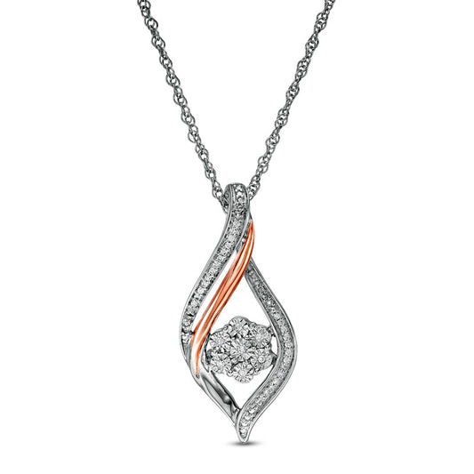 0.07 CT. T.W. Composite Natural Diamond Twist Flame Pendant in Sterling Silver and 10K Rose Gold