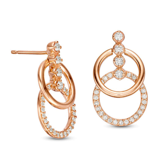 0.63 CT. T.W. Diamond Double Doorknocker Drop Earrings in 10K Rose Gold