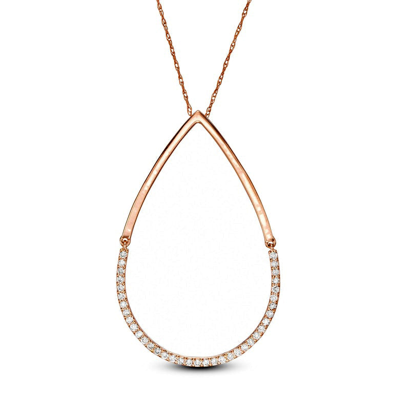 0.2 CT. T.W. Natural Diamond Teardrop Outline Pendant in 10K Rose Gold