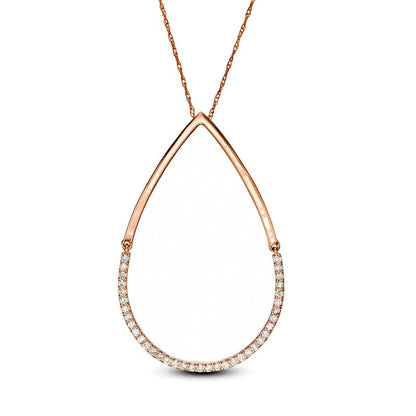 0.2 CT. T.W. Natural Diamond Teardrop Outline Pendant in 10K Rose Gold