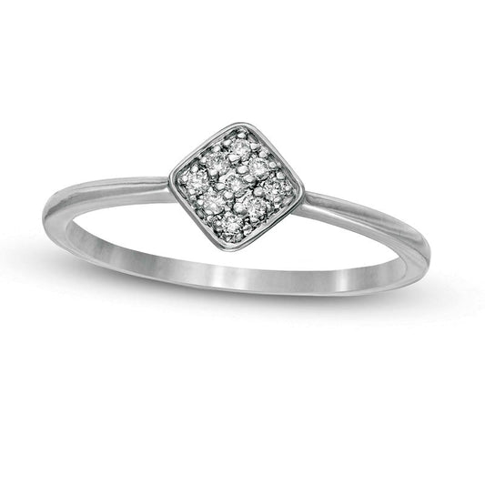 0.07 CT. T.W. Composite Natural Diamond Tilted Cushion Promise Ring in Solid 10K White Gold