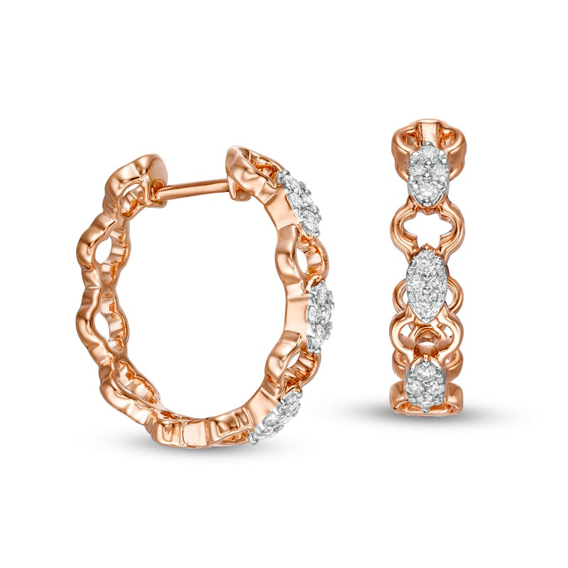0.25 CT. T.W. Diamond Clover Hoop Earrings in 10K Rose Gold