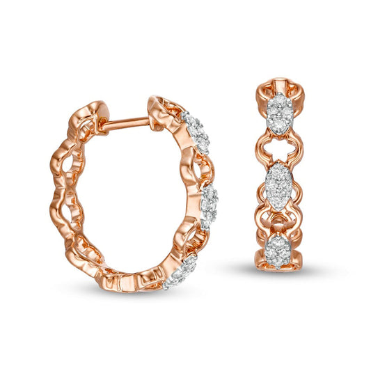 0.25 CT. T.W. Diamond Clover Hoop Earrings in 10K Rose Gold