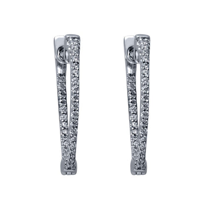 0.25 CT. T.W. Diamond Inside-Out Triangle Hoop Earrings in 10K White Gold