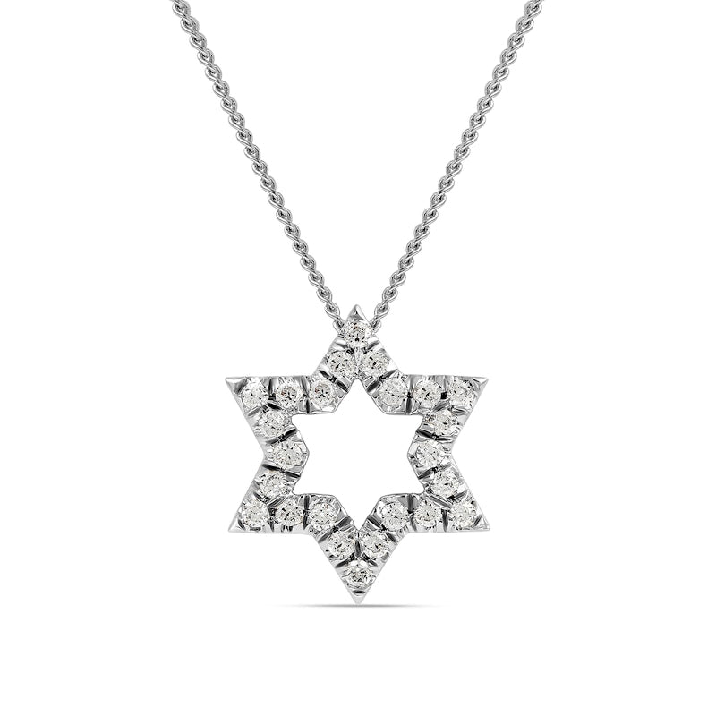 0.2 CT. T.W. Natural Diamond Star Pendant in 14K White Gold
