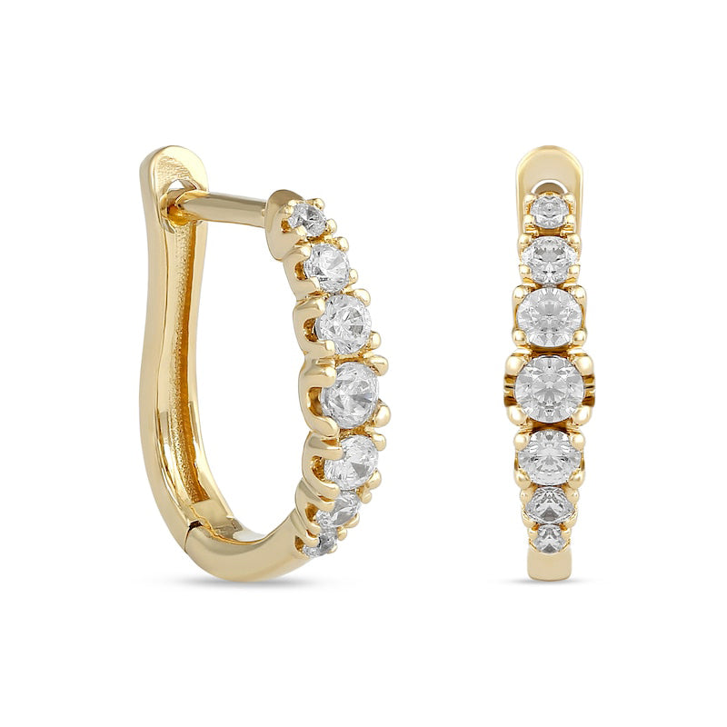 0.33 CT. T.W. Journey Diamond Huggie Hoop Earrings in 10K Gold