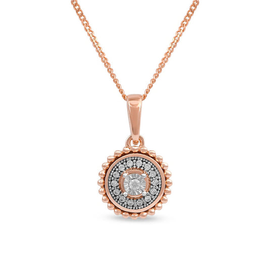 0.05 CT. T.W. Natural Diamond Bead Frame Pendant in 10K Rose Gold