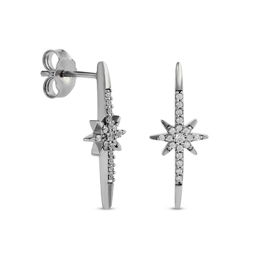 0.1 CT. T.W. Diamond Star Stick Drop Earrings in 10K White Gold