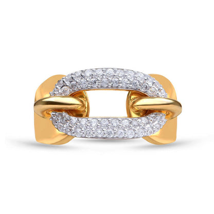 0.50 CT. T.W. Natural Diamond Single Chain Link Ring in Solid 10K Yellow Gold