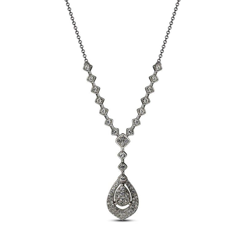 1 CT. T.W. Composite Pear Natural Diamond Teardrop Y" Necklace in 14K White Gold - 17""