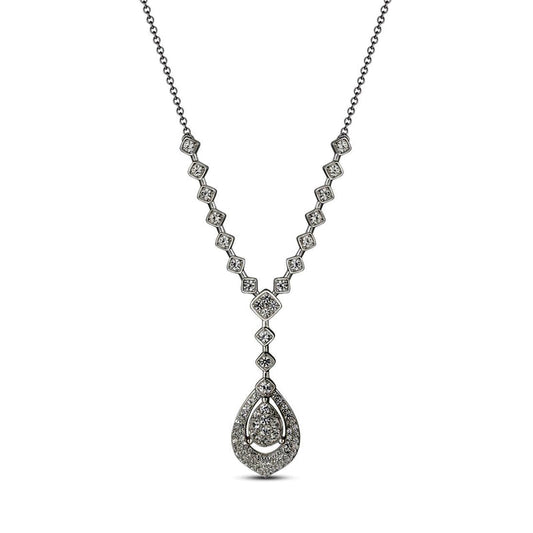 1 CT. T.W. Composite Pear Natural Diamond Teardrop Y" Necklace in 14K White Gold - 17""