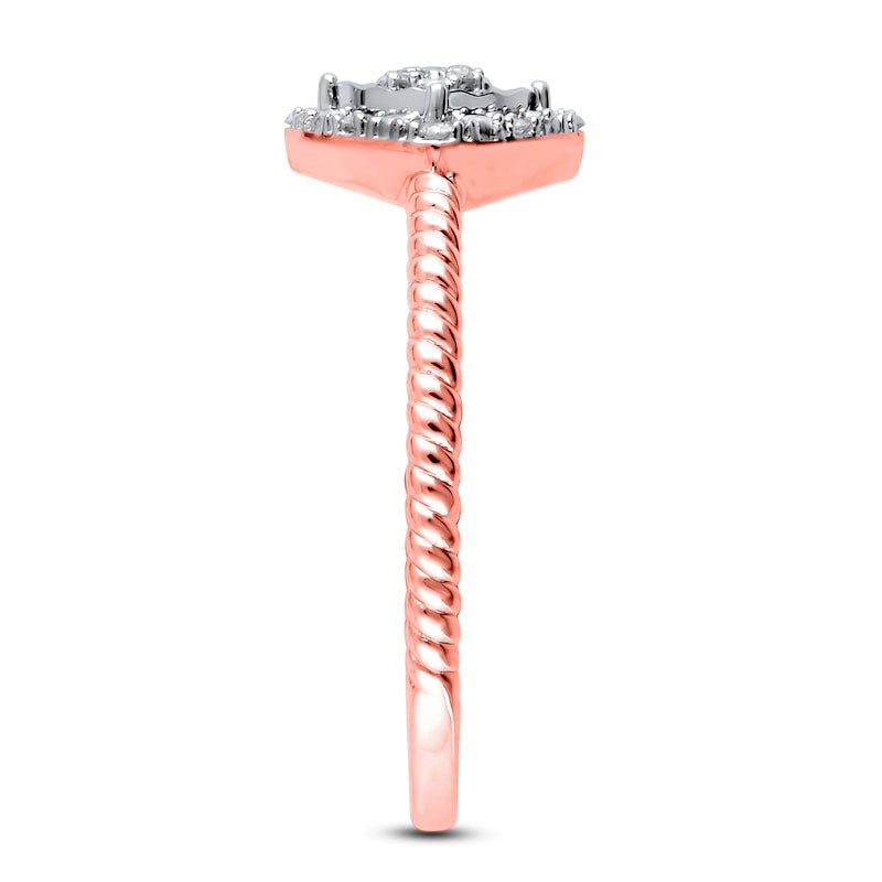 0.05 CT. T.W. Composite Natural Diamond Tilted Square Frame Promise Ring in Solid 10K Rose Gold